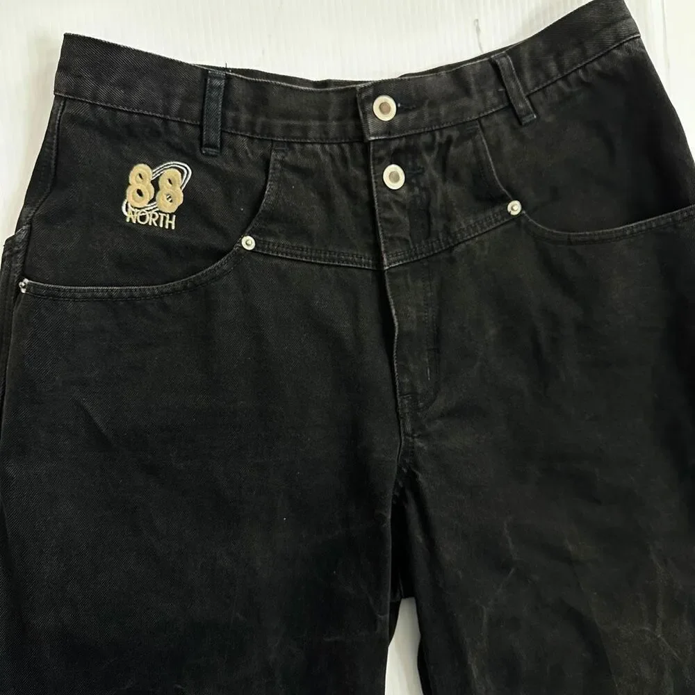 Vintage 88 North Black Denim Carpenter Shorts Y2K Skate Baggy Mens 36 Streetwear